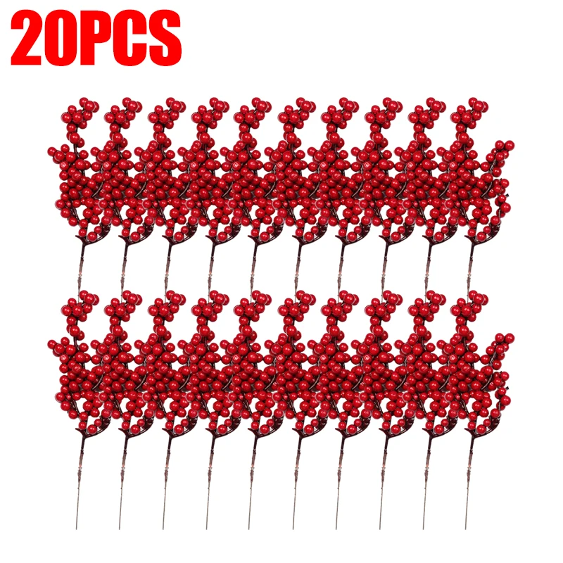 Искусственные красные ягоды, ветки, Рождественские украшения