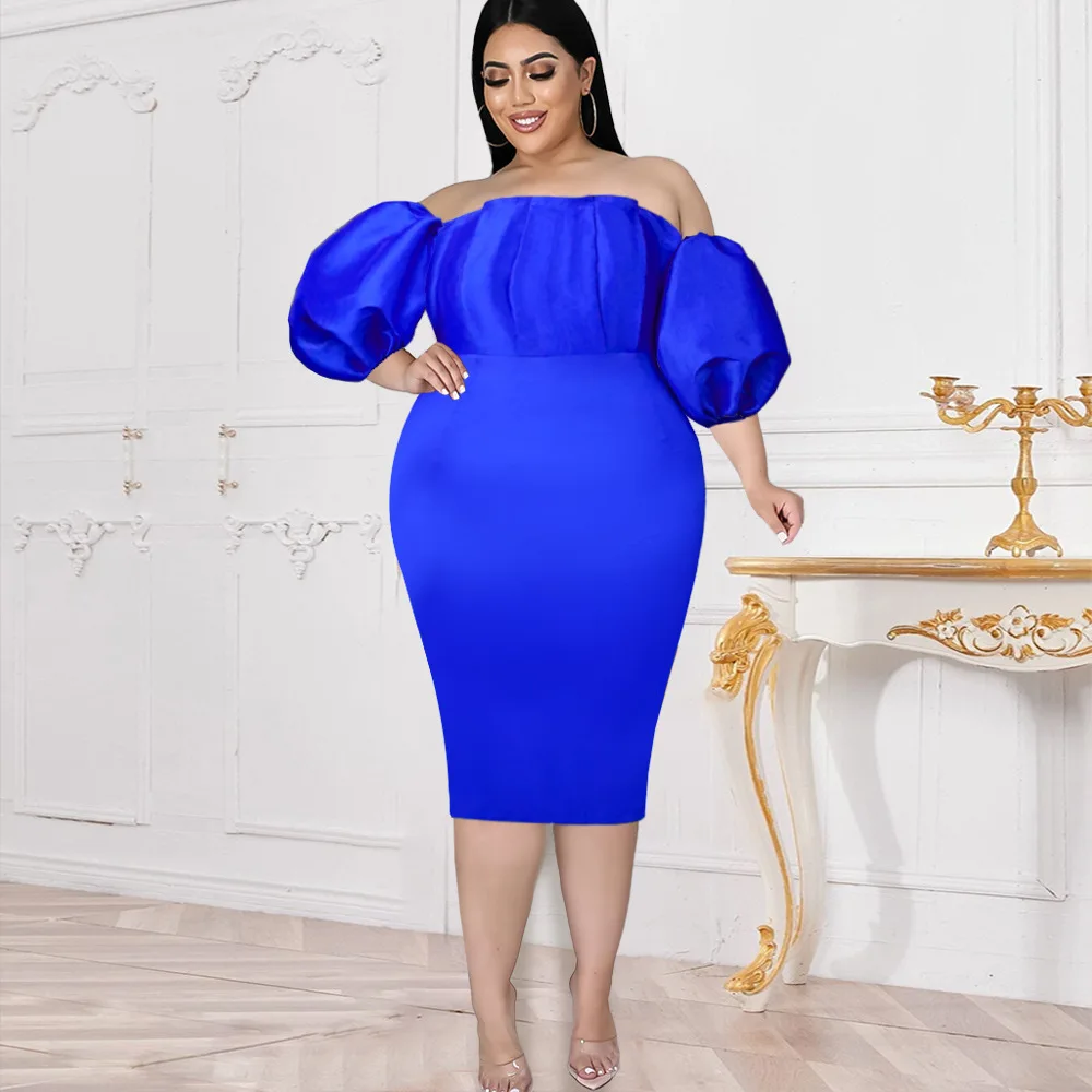 

Женское модное платье без бретелек с открытыми плечами и коротким рукавом-фонариком, пикантное облегающее вечернее коктейльное платье с вы...