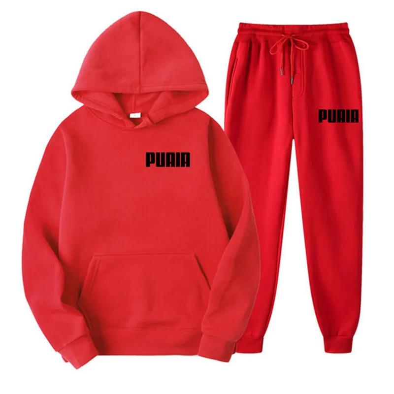 New Men's and Women's Set PUAIA Fashion, Casual, Sports Hoodie+Pants 2 Piece Set