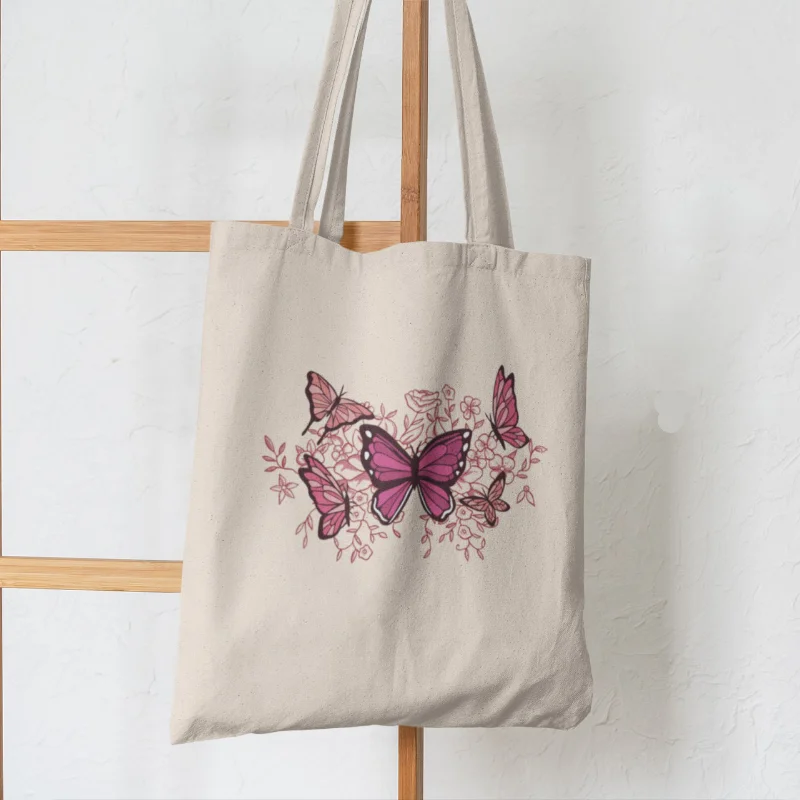 

Purple New Shopping Bag Printing Butterfly Handbag Shopping Canvas Bag Girl Handbag Shoulder Bag Lady Butterfly Printing Bag