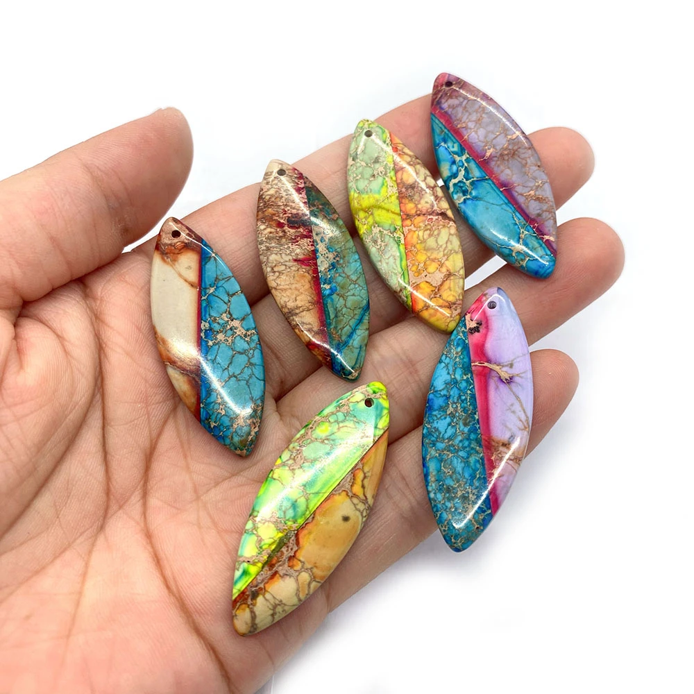 

Exquisite Natural Stone Leaf Shape Emperor Stone Pendant 16x42mm Charm Fashion Making Jewelry DIY Necklace Earring Accessories