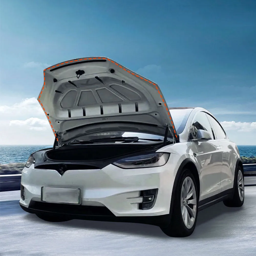 Фото Звукоизоляционный комплект дверных уплотнений для Tesla Model S 2012-2025, резиновая уплотнительная лента для защиты от ветра, комплект передней крышки багажника №3