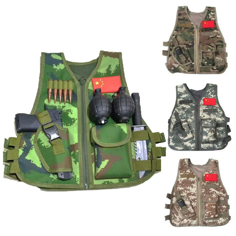 Children Army Tactical Military Sniper Vest Hunting Camouflage Uniform Jungle Combat Clothing CS Game Vest for kids
