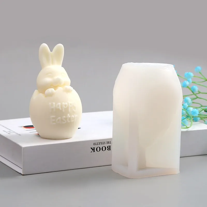 3D яичная скорлупа кролик силиконовая форма для свечей счастливая Пасха животное