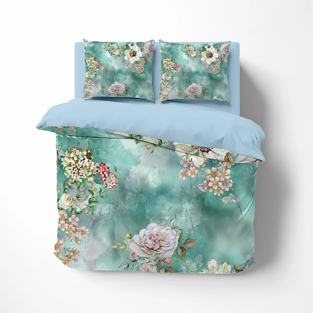 

3d HD Bedding set Linens euro luxury twin queen king single bed linen Quilt/Duvet cover set 2bedrooms flower Bed set for green