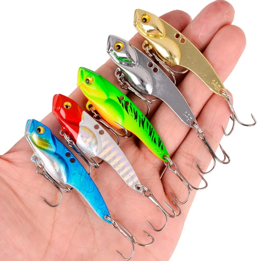 

5pcs Metal Vib Fishing Lure Weights 8g 10g 14g Long Shot Slots Hook Metal Jig Pesca Isca Artificial Bass Bait Deep Sea Fishing