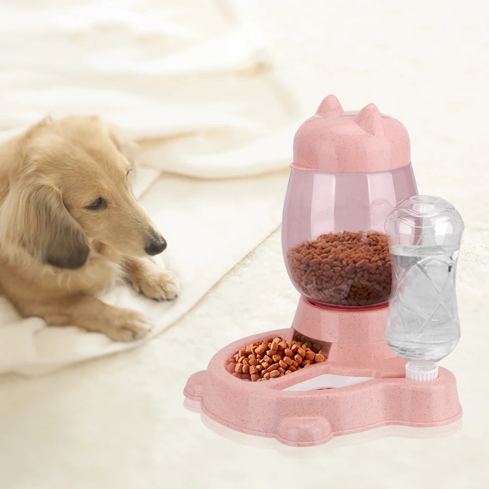 

2.2L Pet Dog And Cat Automatic Feeder Water Source And Grain Two In One Pet Feeding Container With 528ml Water Bottle