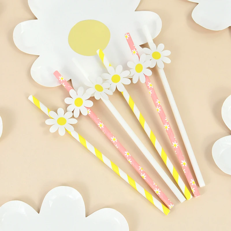 

1/10/20pcs Mini Daisy Picnic Tableware Disposable Plate Napkin Dinner Plate Cake Tray for Kids Birthday Baby Shower Party Decor