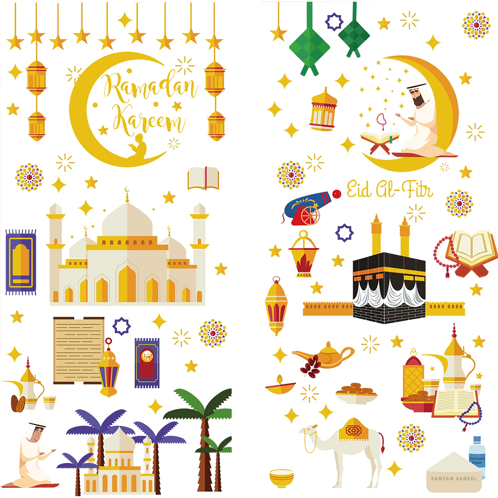 

9sheets Festival Decoration Botany Double Sided Printing Reusable Glue Free Party PVC Window Stickers Living Rooom Self Adhesive