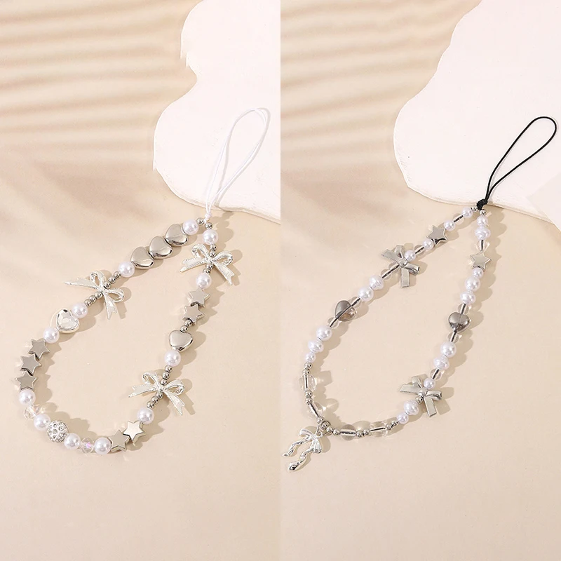 Y2K Милая крутая подвеска в виде банта украшенная бисером аксессуар для телефона