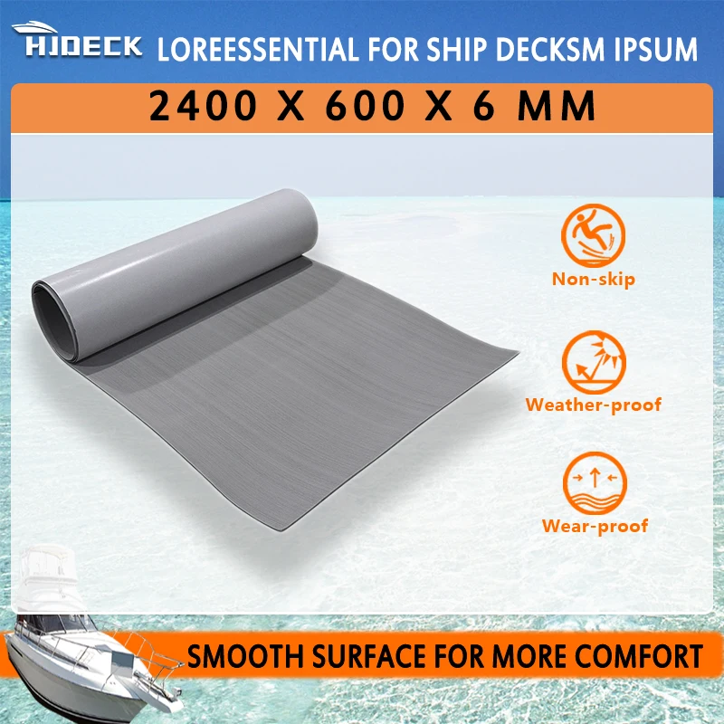 2400*600*6mm Boat Flooring Eva Foam Smooth Carpet Blanket Grey Deck Sheet Yacht Flooring AntiSkid Waterproof Damping Pads