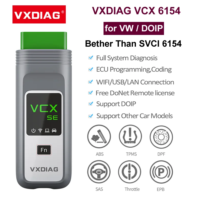 VXDIAG VCX SE 6154 Doip для замены VW Audi SVCI6154 OBD2 диагностический сканер VAS 6154A ECU кодирование WiFi онлайн обновление