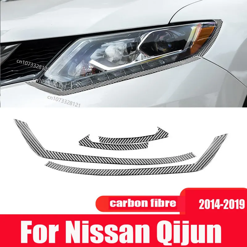 

For Nissan Qijun 2014-2019 Interior Modification Parts Carbon Fibre Headlamp Eyebrow Decorative Sticker Accessories