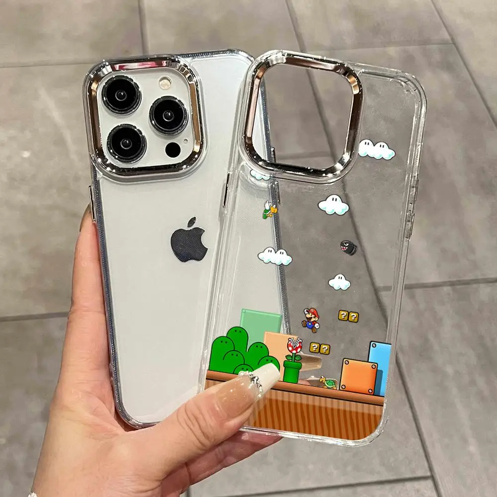 Фото Прозрачный чехол Super M-Marios B-Bros с гальваническим покрытием для iPhone 17 Air, 16 E, 15, 14 Plus, 13, 12 Mini, 11 Pro HYBXAXC №1