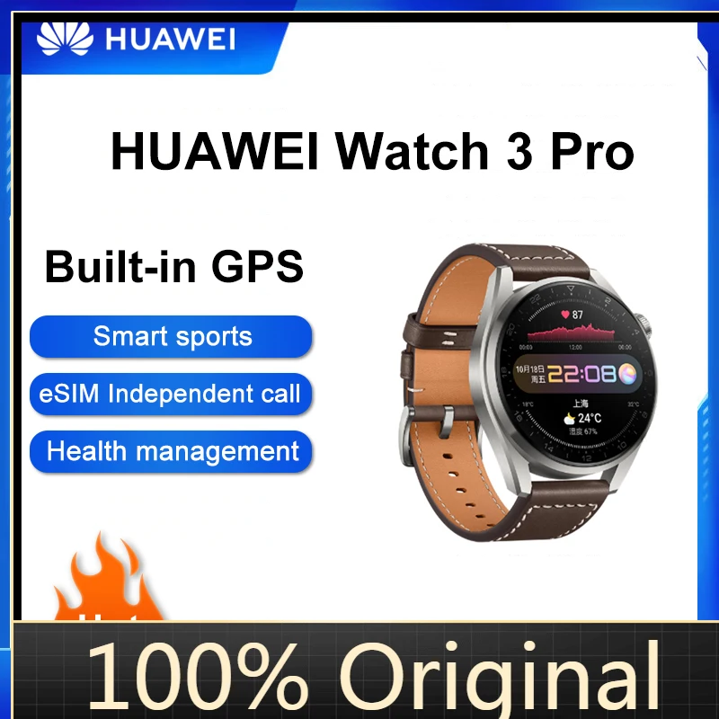 

NEW HUAWEI WATCH 3 Pro Smartwatch,eSIM Cellular Calling,Built-in GPS Smart Watch ,14 Days Battery Life,All-Day Health Monitoring