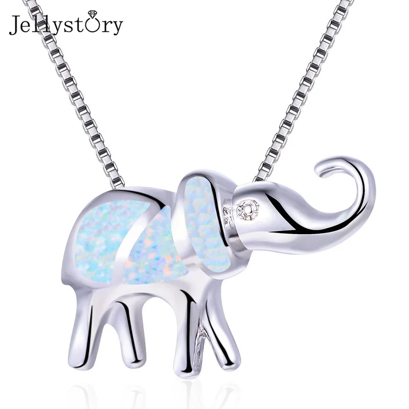 

Jellystory 925 Sterling Silver Opal Necklace For Women Simple Elephant Pendant 24mm Wedding Anniversary Fine Jewelry 2022 Trend