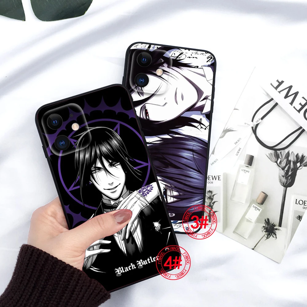 Черный Батлер Kuroshitsuji Мягкий силиконовый чехол для iPhone 15 14 Plus 13 12 11 X XS XR Pro Max Mini 8 7