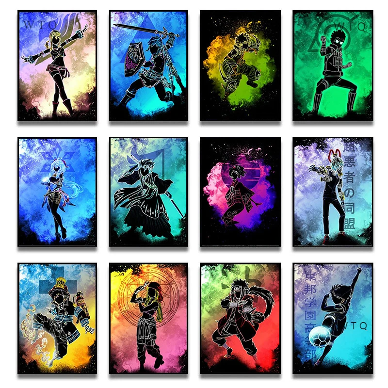 

Canvas Painting Japanese Anime Naruto Family Watercolor Posters and Prints Wall Art Picture Children's Room Decoration Cuadros
