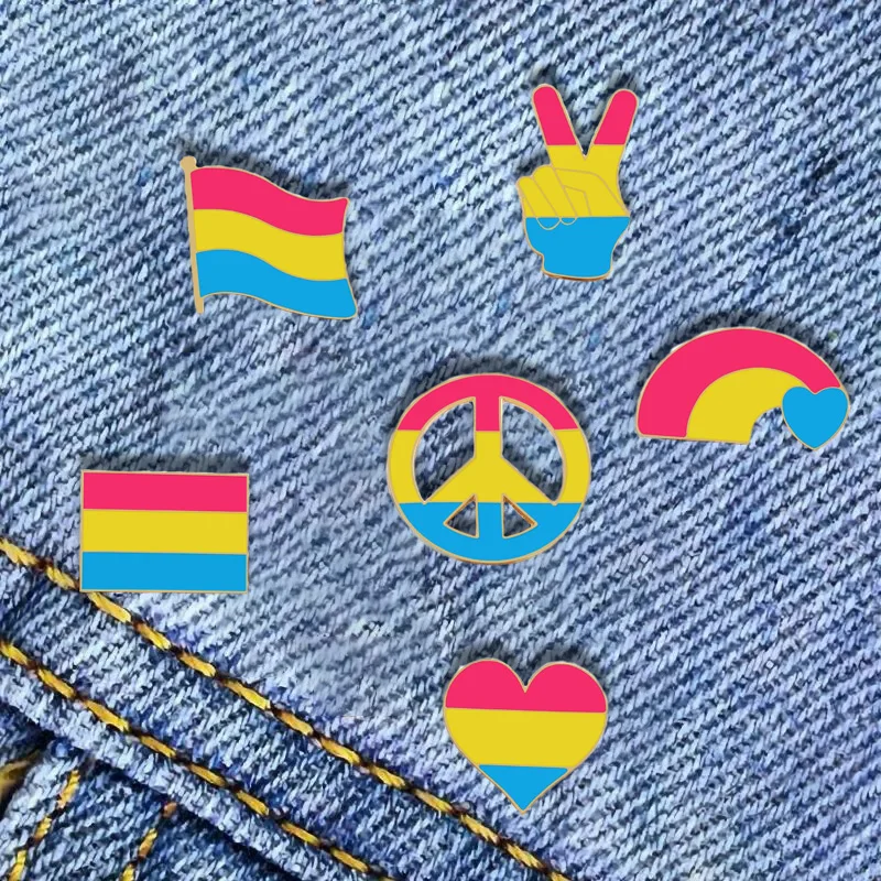 Модная эмалированная брошь в виде флага радуги моста сердца