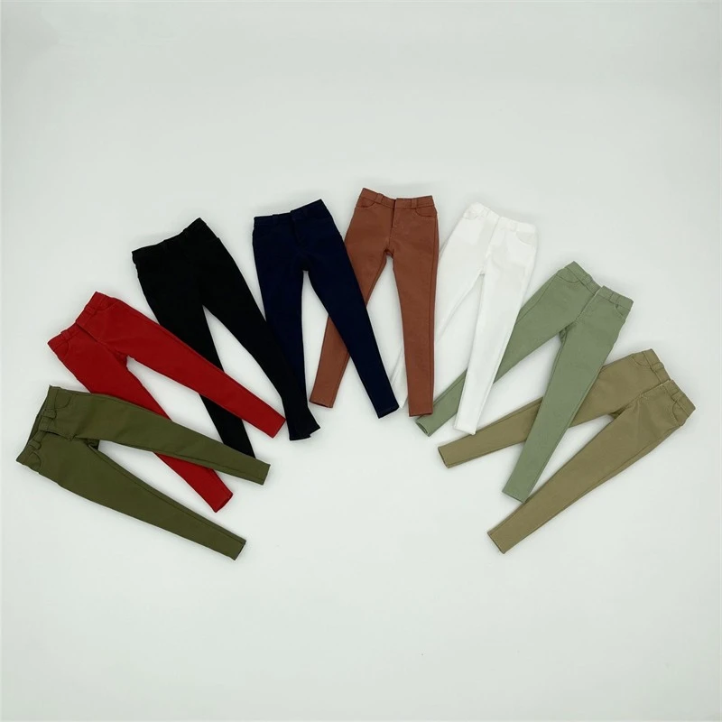 

1/6 Female Soldier Elastic Pencil Pants Solid Color Trousers Model Fit 12'' Action Figure Body Dolls Hobby Collection