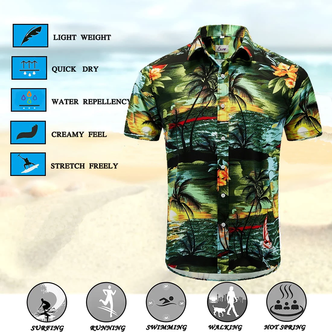 EUOW 2022 Casual Aloha Shirt Mens Clothing Summer Luxury Hawaiian Shirts Fashion Printed Short Sleeve Tops Beach Wear Camisas