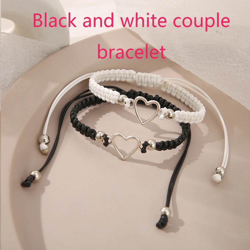 

2023 Love Heart Couple Bracelet for Lover Women Men Hand Crafted Adjustable Rope Friends Relationship Matching Bracelets Gift