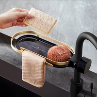 hpdear faucet sponge holder with towel bar holder sink caddy organizer for kitchen hanging faucet drainer rack for bathroom