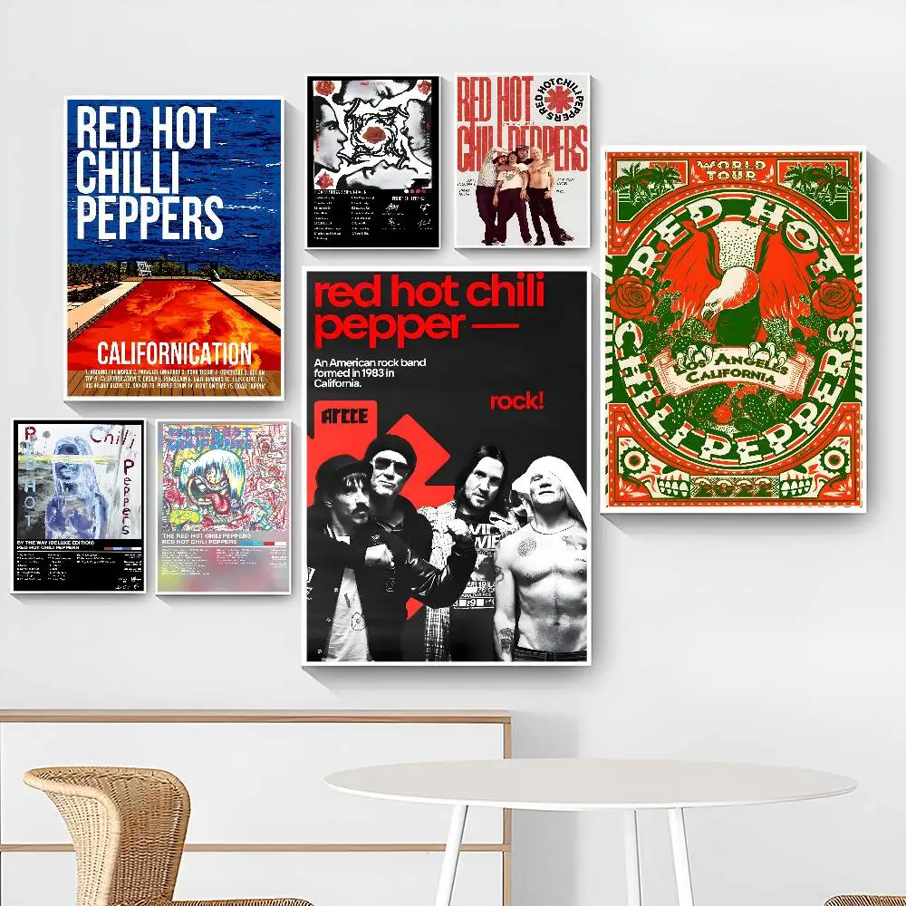Фото Классические винтажные постеры R-Red Hot C-Chili P-Peppers, водонепроницаемые бумажные наклейки, декор для кофейни, бара, дома №4