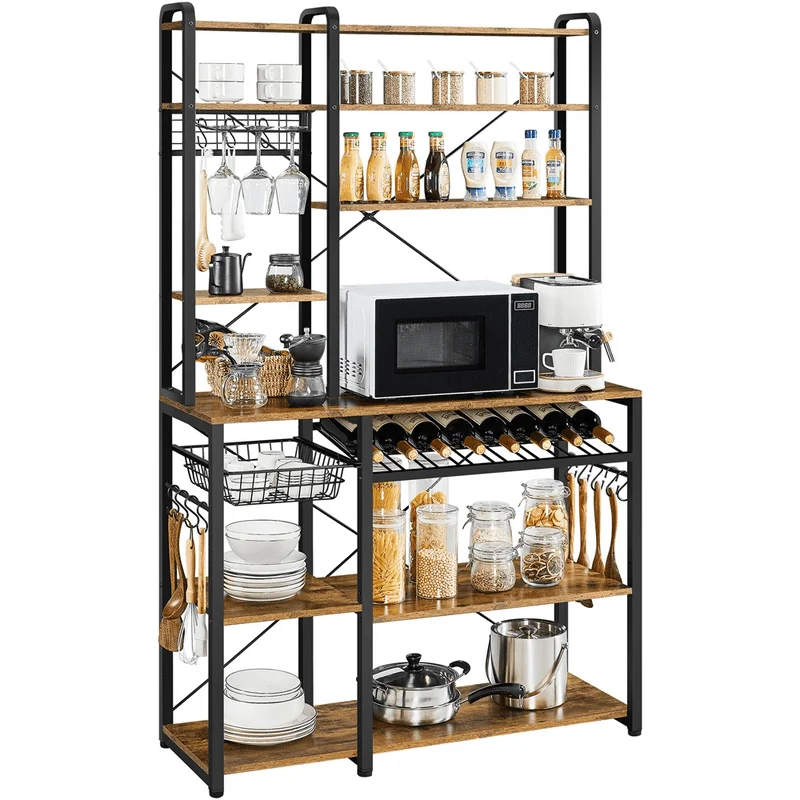 

71inch H Baker's Rack Free Standing Stand, Rustic Brown
