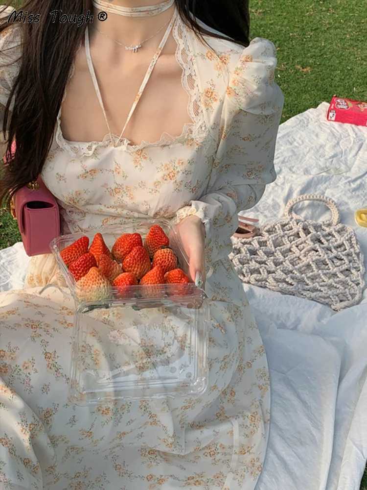 Женское винтажное кружевное платье элегантное миди-платье с цветочным принтом в