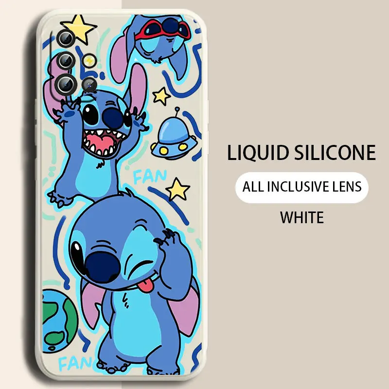 

Stitch Animated Flowers Phone Case For Xiaomi Redmi Note 11T 11 11S 10T 10 9T 9S 9 8T 8 7 6 5 Pro Liquid Rope Funda Cover Soft