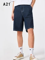 a21 summer denim shorts for men 2022 casual oversized 100 cotton patchwork short jeans male irregular design loose jean pants