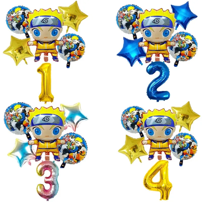 

6pcs Uzumakied Narutoed Foil Balloons Birthday Party Decoration Uchiha Sasuke Helium Globos Banners Supplies Kid Anime Hero Toy