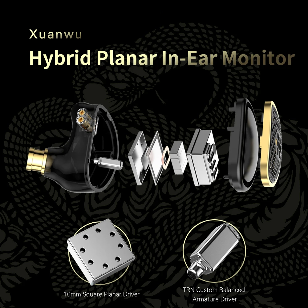 TRN SPD + BA Xuanwu Наушники-вкладыши Гибридные плоские внутриканальные мониторы IEM HIFI DJ