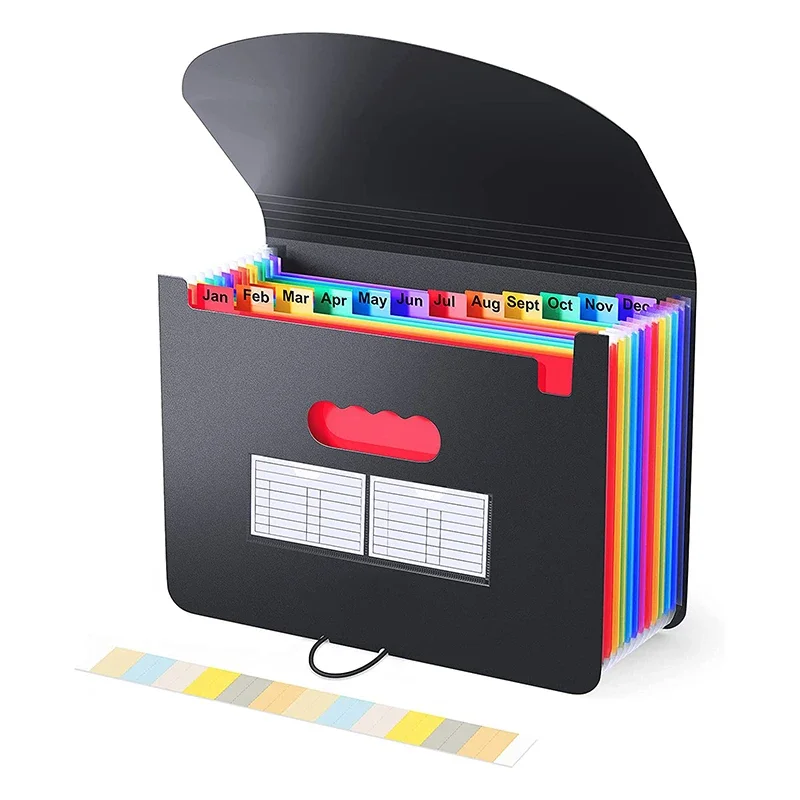 

Desk Portable Storage Pockets Document Size File Folder Black Holder Expanding Accordion Letter Filing Folder 12 Product File