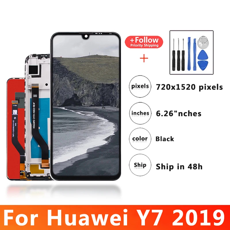 

6.26 inches Mobile Phone Lcd Display With Touch Panel Screen Digitizer Assembly With Frame For Huawei Y7 2019 DUB-LX1 DUB-LX3