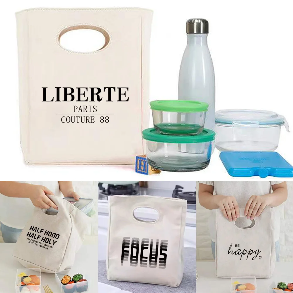

Tote Canvas Organizer Thermal Lunch Bag Women Bag,New 2022 Text Printing Eco Clutch Shopper Storage Bags Folding Travel Bags