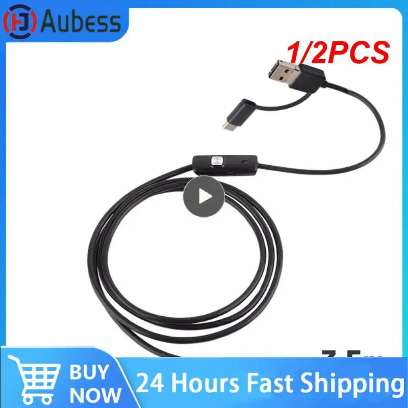 

1/2PCS MM IP67 Waterproof Endoscope Camera 6 LEDs Adjustable USB Android Flexible Inspection Borescope Cameras for Phone PC