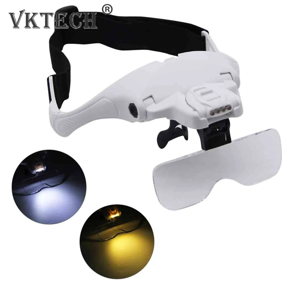 

Головные лупы со светодиодный светильник кой HD Jewelers ручки Луп-free увеличительные очки для ремонта электроники часов телефонов