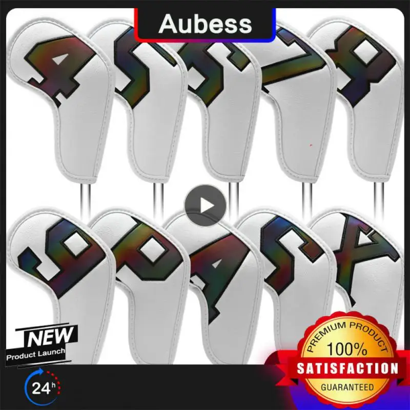 

Защитный чехол из искусственной кожи для клуба, легкий цветной градиентный чехол для головы с вышитыми цифрами, невероятно портативный