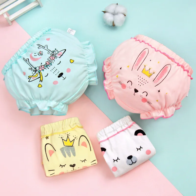 Cute Cartoon Baby Bread Pants Cotton PP Shorts Girl Bread Shorts Toddler Bloomers Girls Underwear Trousers Diaper Cover Bloomers