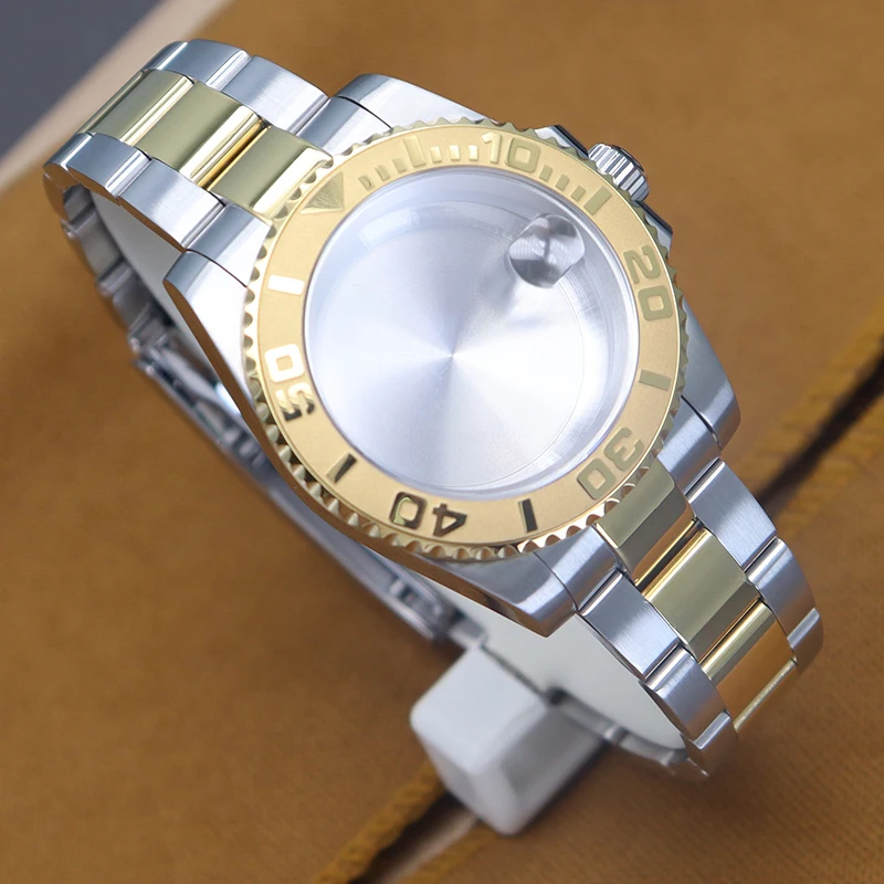 Мужские часы с сапфировым стеклом серебристо-Золотистые 40 мм для яхты Seiko nh34 nh36 nh38