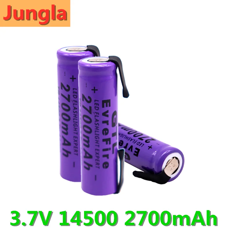 

2020 New 14500 Lithium Battery 3.7V 2700mAh Rechargeable Batteries Welding Nickel Sheet bateria For Torch LED Flashlight Toy