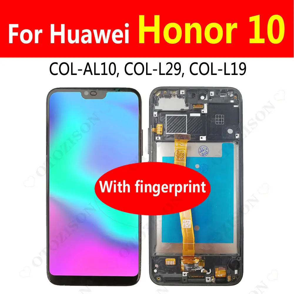 ЖК-дисплей Honor 10 с рамкой для Huawei COL-AL10 COL-L29 женский дисплей с сенсорным дигитайзером в сборе honor10 ЖК-дисплей протестирован ОК 5,84