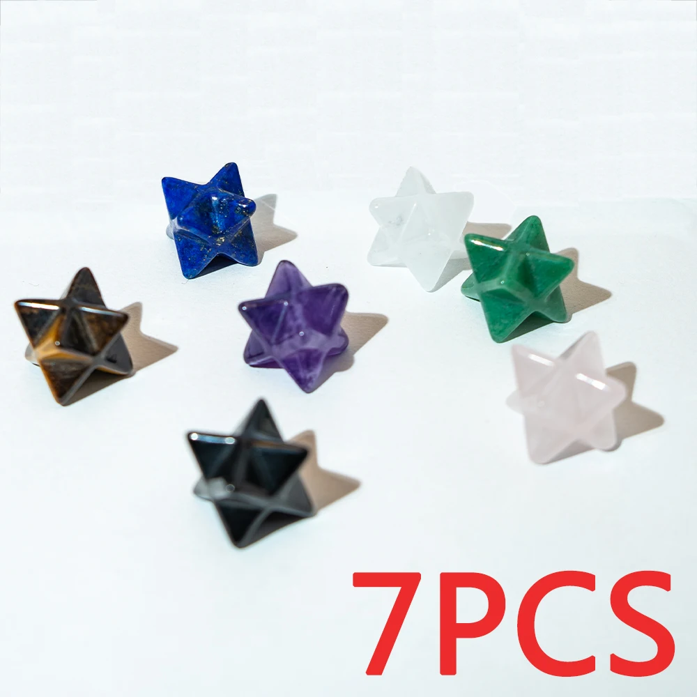 Natural Stone Quartz Crystal Cabamere Star Sculpture Divination Amethyst Three-dimensional Hexagram Crafts Trendy Decoration