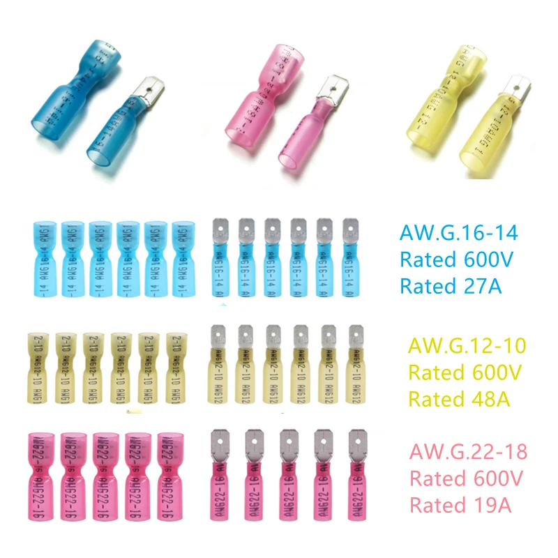 60 шт., термоусадочные клеммы для электрических проводов