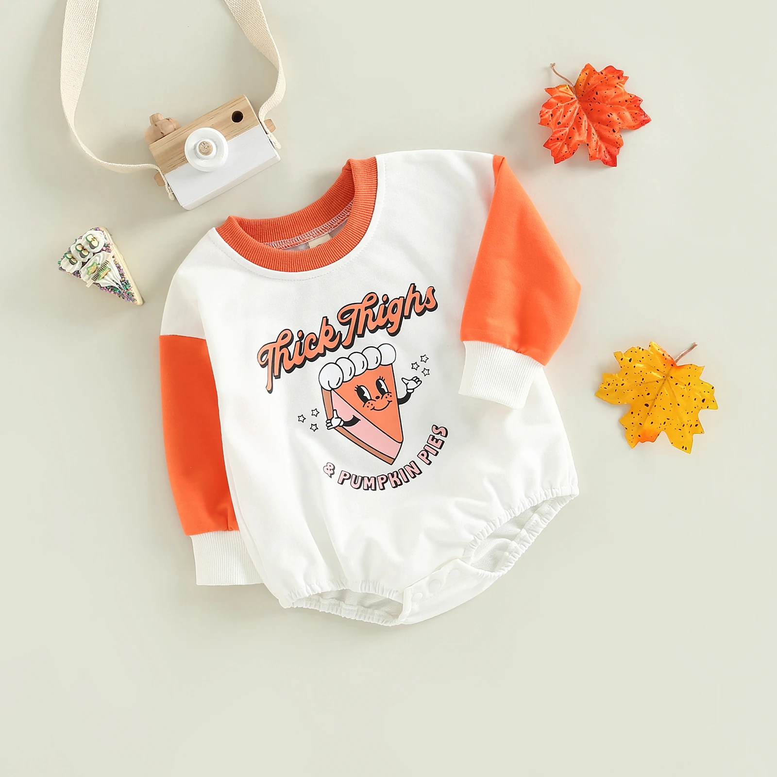 

2022-10-06 Lioraitiin 0-24M Baby Girls Boys Thankgiving Bodysuit Infant Cartoon Cake Letter Print Long Sleeve Jumpsuits 2023