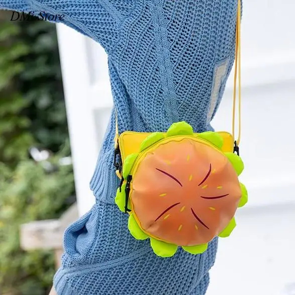 Pu Leather Waterproof Messenger Bag Purse Cute Japanese Cartoon Cheeseburger Large Capacity Fashion Shoulder Bag Women's Bag