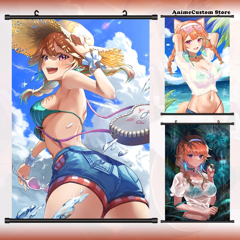 

Игра Hololive Takanashi Kiara HD настенный свиток рулонная картина постер подвесная картина постер для косплея коллекция домашний декор художественны...