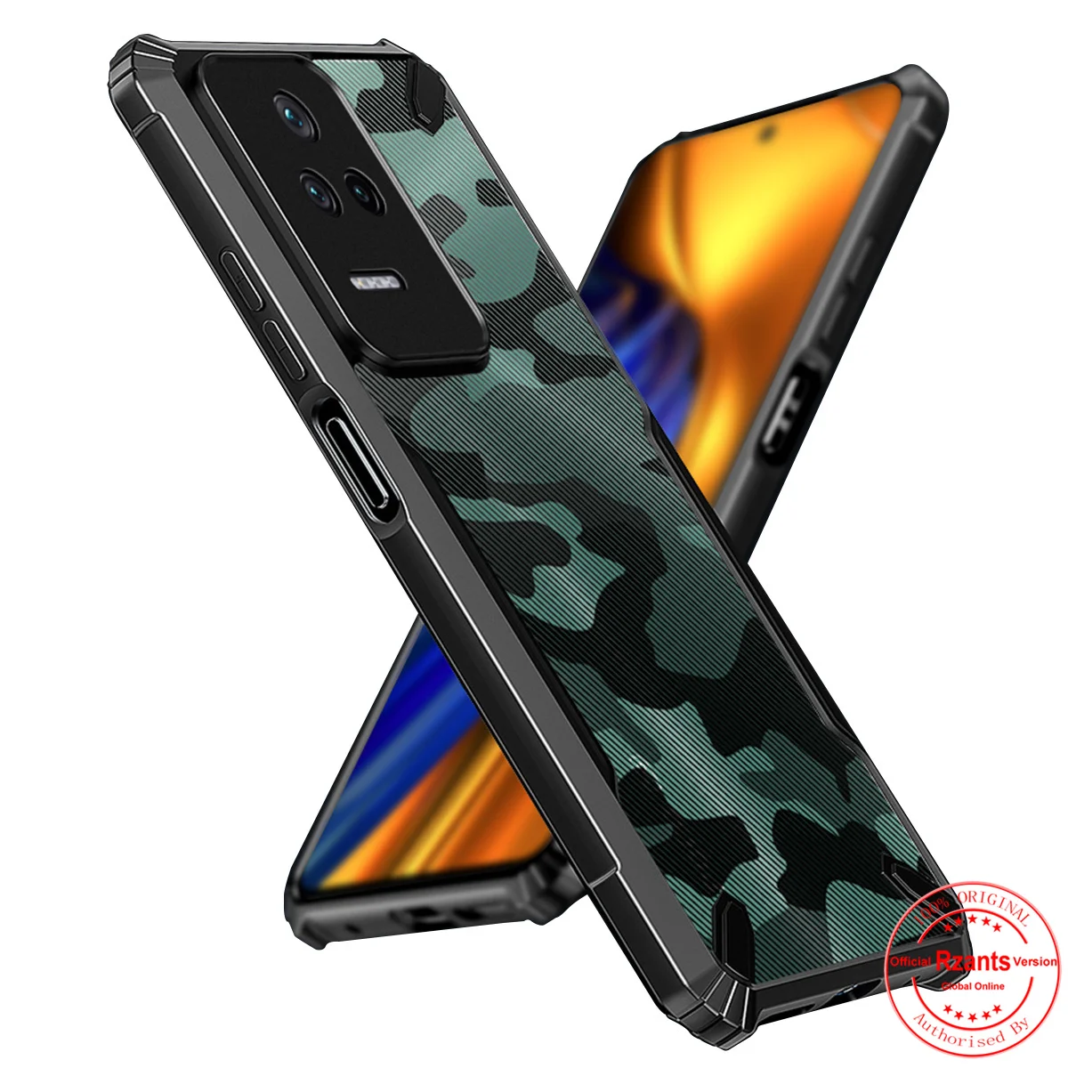 

Rzants для Xiaomi Poco F4 K40s полупрозрачный чехол [Камуфляжный военный бык] тонкий прочный защитный чехол для телефона